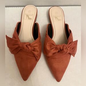 Orange Bow Tie Mules - Size 7